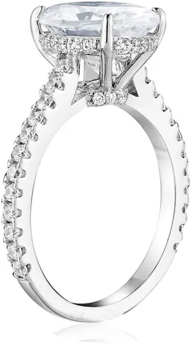 Vista 2 de Bo.Dream Anillo de compromiso de circonita cúbica de corte ovalado de 1,5 ct2 quilates, plata esterlina chapada en rodio