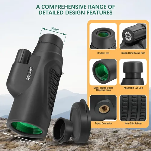 Vista 4 de Prisma monocular impermeable del telescopio K9 de 12x50 para caza, camping, viajes Secenery, observación de aves de vida silvestre