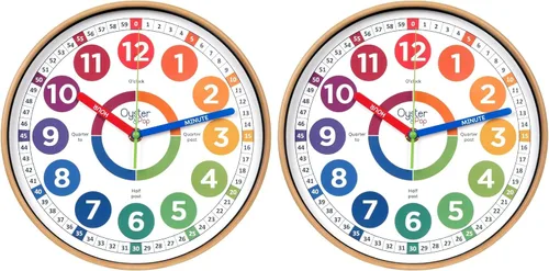 Vista 12 de Oyster&Pop Reloj de aprendizaje para niños - Reloj de enseñanza para decir la hora - Relojes de pared para niños para dormitorios - Decoración