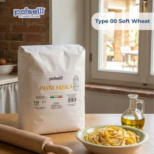 Vista 2 de POLSELLI Harina de Pasta Fresca, Tipo 00, 100% Harina de Trigo Blanda, 5 kg (11 lbs) Type "00" Made For Bread Machine Or Handmade Pasta, Bread &