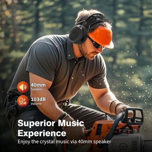 Vista 8 de Auriculares de gel de protección auditiva Bluetooth 5.4 con batería recargable de 1200 mAh, tiempo de trabajo de 120 horas, SNR de 30 dB, orejeras