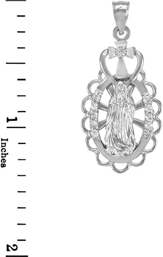 Vista 2 de Plata de ley 925collar de nuestra señora de guadalupe Medalla Milagrosa colgante
