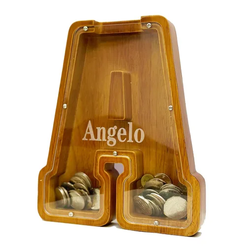 Vista 12 de Alcancía personalizada grande de madera con letras, alcancía de monedas, alcancía personalizada con nombre, puede usarse como regalo de Navidad