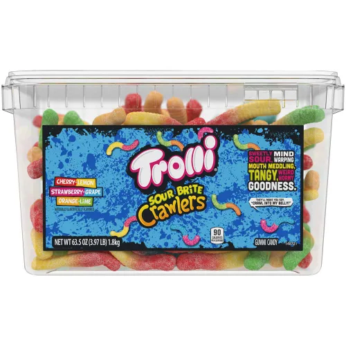 Vista 13 de Trolli - Sour Brite Crawlers, sabor Very Berry, 5 onzas. Gusanos de goma agrios muy bayas, bolsa de clavijas, aperitivos, compartir, sobre