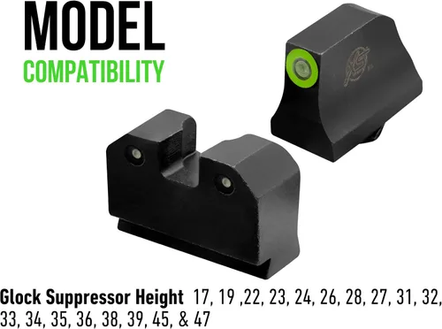 Vista 2 de XS SIGHTS R3D Tritium Night Sight para Glocks Gen 1-5 y Tauro, tritio delantero y trasero que brilla en la oscuridad para aplicaciones tácticas
