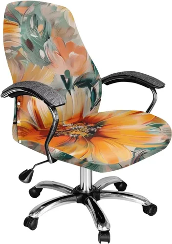 Vista 9 de Green Leaf - Fundas para sillas de oficina en casa, fundas elásticas para sillas de escritorio de computadora, respaldo alto, universales, fundas