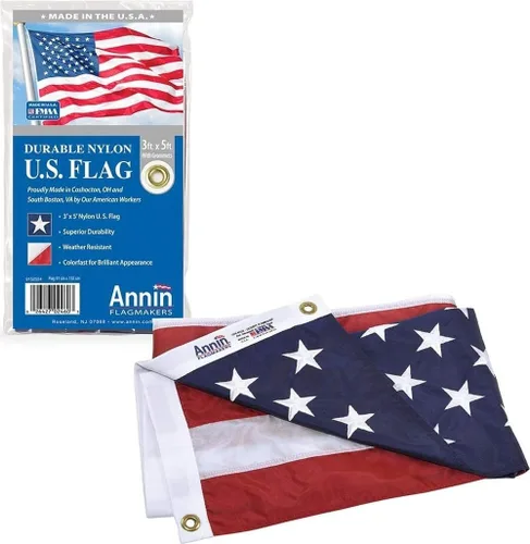 Vista 11 de Annin Flagmakers Bandera Estadounidense de Nailon para Todo Tipo de Clima SolarGuard Nyl-Glo, 2.5 x 4 pies (Modelo 2440) 100% FABRICADO en Estados