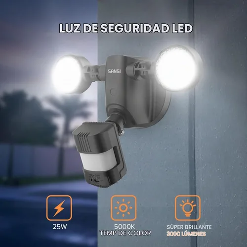 Vista 7 de Luces de seguridad al aire libre con sensor de movimiento SANSI 25W 3000LM 5000K Daylight, Dusk to Dawn, 320° Angle Eave Mount Super Bright for