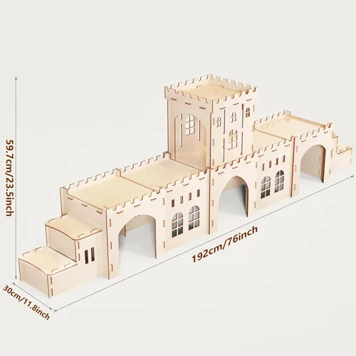 Vista 3 de Woiworco Castillo de Conejo Extra Grande Escondite Conejo Casa de Conejitos 6 Casas, Escondite de Conejo de Madera para Casas de Juego y Escondites
