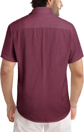 Vista 47 de JMIERR Camisas de vestir a rayas con botones y manga corta para hombre
