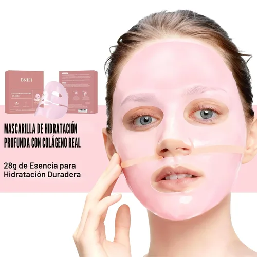 Vista 3 de Máscara facial de colágeno: mascarilla facial hidratante de hidrogel durante la noche, adecuada para el cuidado delicado de la piel de las mujeres