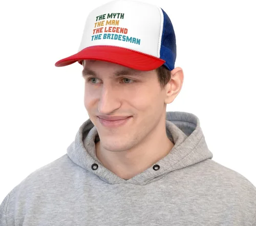 Vista 8 de The Myth The Man The Legend Wedding Bridesman Propuesta Hombre de Honor Trucker Gorras