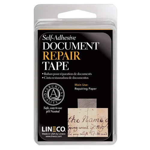 Vista 7 de Lineco, cinta de reparación de documentos de archivo, 2,5 cm x 30 m, sin ácidos y translúcida, para reparación de documentos en papel, libros