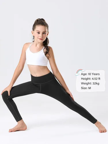 Vista 7 de Stelle Leggings con forro polar para niña, cintura alta, cálidos, para invierno, pantalones de yoga atléticos con bolsillo oculto
