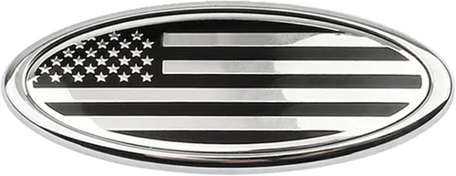 Vista 10 de Placa de bandera estadounidense de 4.5 pulgadas, emblema ovalado para parrilla delantera y trasera para Ford Fiesta Focus EcoSport (negro)