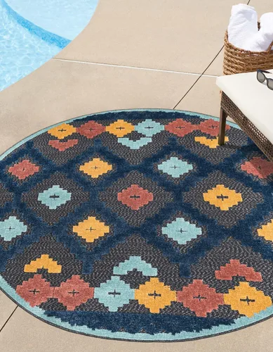Vista 12 de Unique Loom Belize Outdoor Collection - Alfombra Sarstoon (2 x 8 pies, color marfil/azul claro)