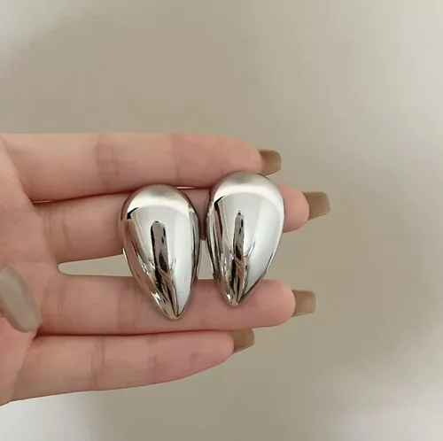 Vista 3 de Pendientes de gota de lágrima de oro y plata, Cobre, No es una piedra preciosa