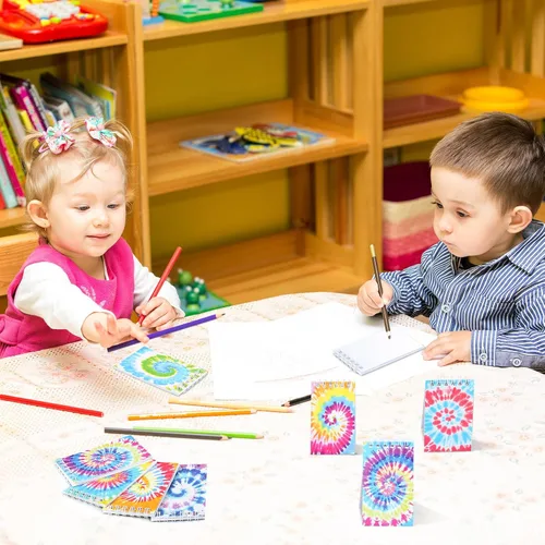 Vista 7 de 24 cuadernos de teñido anudado con teñido anudado, recuerdos de fiesta, cuadernos en espiral, cuadernos pastel, cuadernos de bolsillo para niños