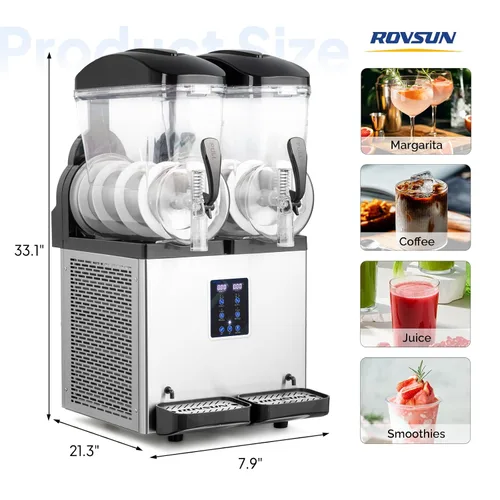 Vista 8 de ROVSUN Máquina de Margaritas Máquina Comercial de Granizados, Máquina de Granizados de 8 Galones Máquina de Bebidas Congeladas Enfriamiento