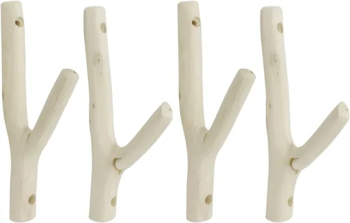 Vista 14 de 4 ganchos de pared de madera real con ramas de árbol de granja, rústico decorativo de madera con tronco de corteza de grosor de 0.8 in a 1.2 in