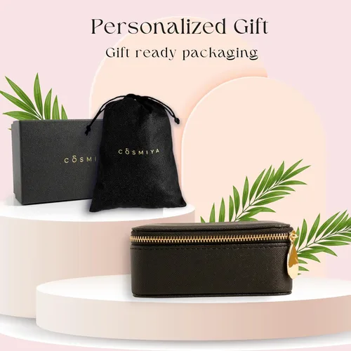 Vista 6 de Joyero de viaje personalizado con inicial, regalos personalizados con monograma para mujeres, regalos de propuesta de dama de honor, organizador