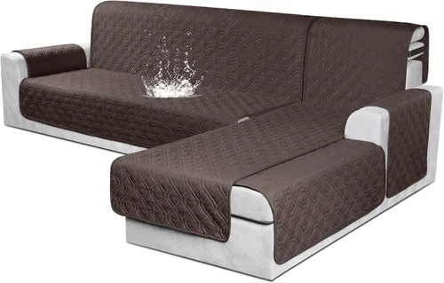 Vista 19 de VANSOFY Fundas para Sofá Seccional 100% Impermeables Funda Deslizable para Sofá en Forma de L 3 Piezas Reversible Funda para Chaise Lounge para Sofá