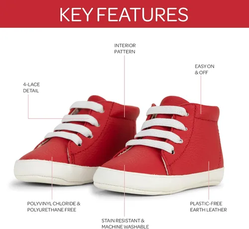 Vista 3 de JuJuBe - Zapatos de bebé de silicona para bebés, cuero vegano, Eco Steps Sneaks