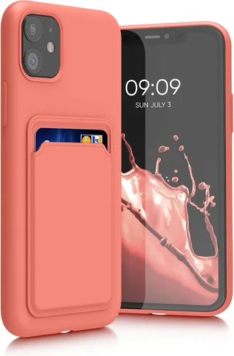 Vista 12 de kwmobile Funda compatible con Apple iPhone 11, funda de TPU con tarjetero de crédito, color amarillo radiante
