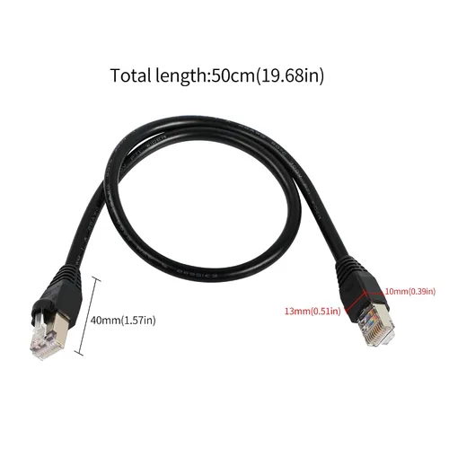 Vista 5 de QIANRENON RJ50 10P10C Cat 5E 26AWG Cable macho a macho modular de cristal enchufe con conectores de blindaje para impresión láser Equipo de control
