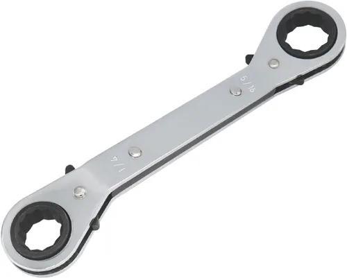 Vista 10 de Llave de trinquete universal reversible de 1/2-9/16 pulgadas, extremo de caja imperial de doble desplazamiento, acero Cr-V cromado mate, resistente