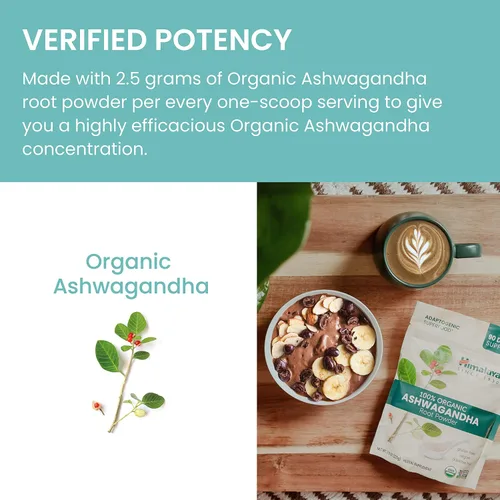 Vista 6 de Himalaya Suplemento de hierbas en polvo de raíz de ashwagandha orgánico certificado por USDA, apoya la relajación, alivio del estrés, energía