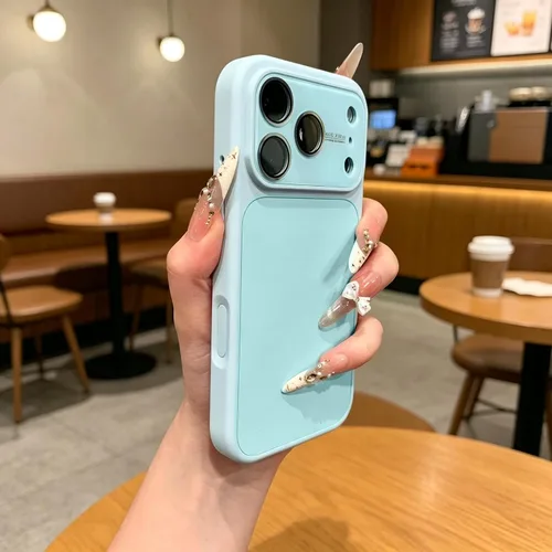 Vista 9 de Funda de silicona líquida para iPhone 17 Pro Max equipada con película protectora de lente, anticolisión suave al tacto y resistente a las manchas