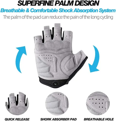 Vista 4 de ROCKBROS Guantes de ciclismo para hombre, guantes de bicicleta de montaña, guantes de bicicleta SBR Pad antideslizante guantes de conducción