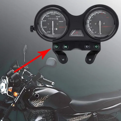 Vista 4 de Acouto Velocímetro de motocicleta Negro, DC 12V motocicleta motocicleta 12000RPM LCD odómetro velocímetro apto para YBR 125