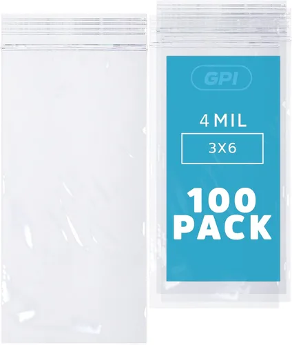Vista 45 de Bolsas reutilizables de plástico transparente con cremallera – Paquete de 100 unidades GPI a granel de 2 x 3 pulgadas de grosor, resistentes