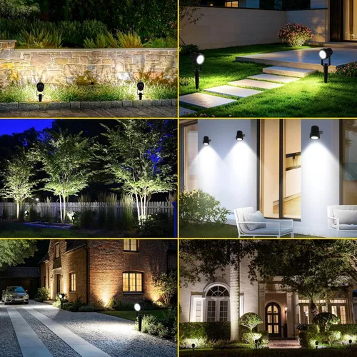 Vista 3 de T-SUN Focos solares al aire libre impermeables, luces de paisaje solares 2 en 1 LED para jardín, focos solares para árbol, jardín, estanque, piscina