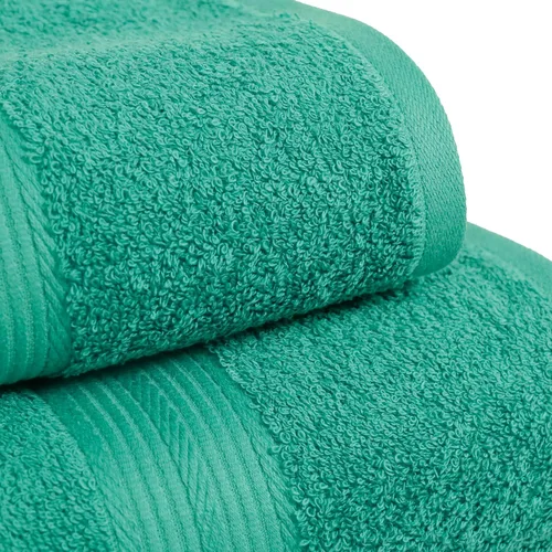 Vista 4 de Amazon Basics Juego de 6 toallas de gran tamaño resistentes a la decoloración, 100% algodón, altamente absorbentes, suaves, color verde azulado, 2