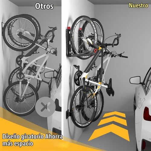 Vista 5 de TORACK BIKEPAL Soporte de bicicleta giratorio sin elevación, soporte de bicicleta vertical de ahorro de espacio montado en la pared