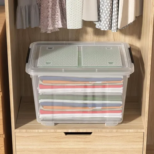 Vista 6 de Sadstory - Contenedor de plástico transparente de 30 cuartos de galón con tapa, 4