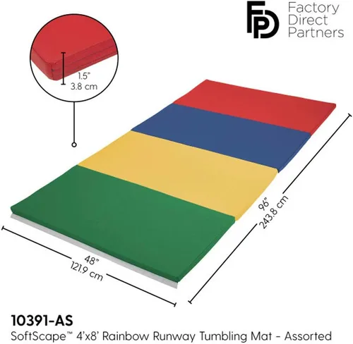 Vista 2 de Factory Direct Partners SoftScape 4ft x 6ft Runway Tumbling Mat - Soft, Sturdy Foam, 3-Fold Exercise Mat