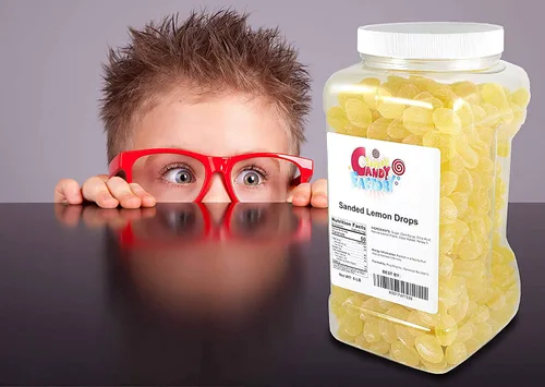 Vista 9 de Sanded Lemon Drops Old Fashioned Hard Candy 6 Lbs Sin gluten, viene en frasco, 6 libras