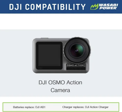 Vista 2 de Wasabi Power Batería (paquete de 2) y cargador USB triple para DJI AB1 y DJI OSMO Action Camera