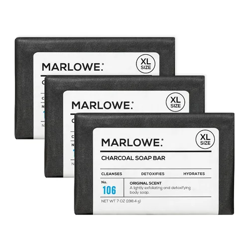 Vista 20 de Marlowe. Barra de jabón facial y corporal de carbón No.106 Charcoal soap bar detoxifies and deeply cleanses while leaving skin smooth and