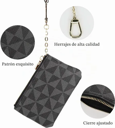 Vista 5 de Veki Monedero monedero cambiador mini monedero con cremallera, color negro