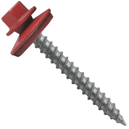 Vista 160 de 12 tornillos para techos de metal gris ABC de 1-1/2 pulgadas, cabezal de arandela hexagonal, arranque automático/roscado, arandela EPDM. 1 bolsa