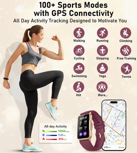 Vista 5 de Smart Watch Health Fitness Tracker with 24/7 Heart Rate, Blood Oxygen Blood Pressure Sleep Monitor, 115 Sports Modes, Step Calorie Counter Pedometer