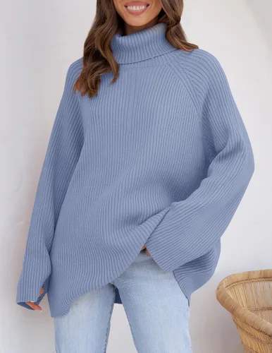 Vista 3 de ZESICA Women's 2024 Winter Sweaters Oversized Turtleneck Long Sleeve Chunky Knitted Pullover Sweater Jumper Tops