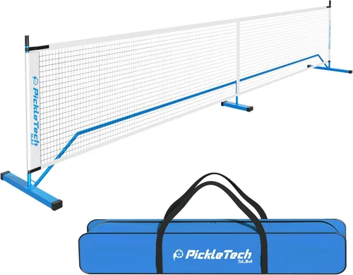 Vista 8 de PICKLETECH 4.0 Slim Version Portable Pickleball Nets Outdoor Game 22 FT Pickleball Net-USAPA Regulation Size-Pickle Ball Net System with Carrying