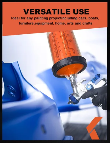 Vista 7 de KREFINISH Rociador de pintura desechable para mezclar revestimientos y sistema de tapa para pistola de pulverización HVLP, pistola de pintura