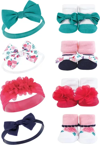 Vista 2 de Hudson Baby Conjunto de regalo de diadema y calcetines para niña Puntos rosados